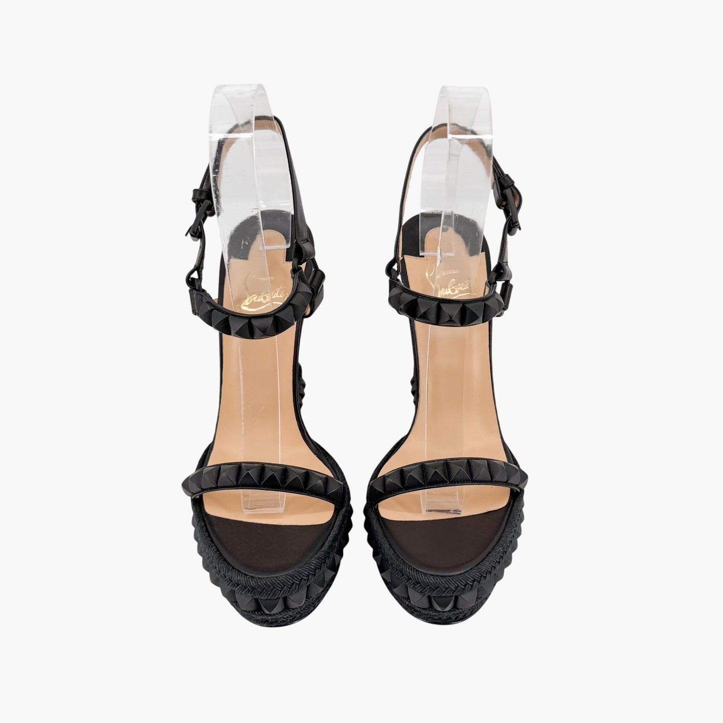 Christian Louboutin Cataclou 140 Spike Wedge Sandals Black Size 39