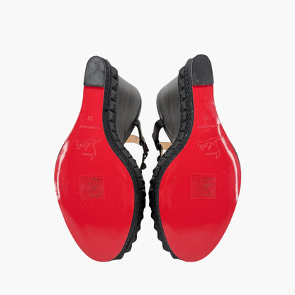 Christian Louboutin Cataclou 140 Spike Wedge Sandals Black Size 39