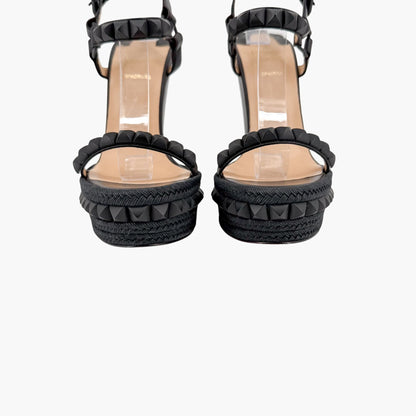 Christian Louboutin Cataclou 140 Spike Wedge Sandals Black Size 39