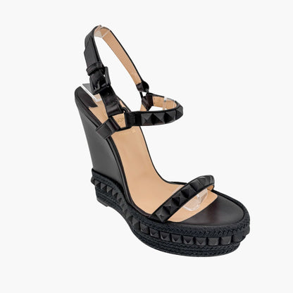 Christian Louboutin Cataclou 140 Spike Wedge Sandals Black Size 39