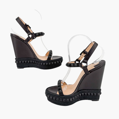 Christian Louboutin Cataclou 140 Spike Wedge Sandals Black Size 39