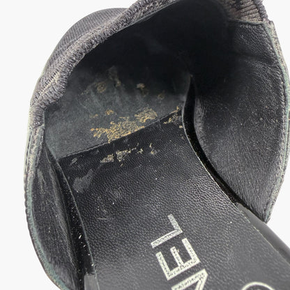 Chanel Logo Mule Flats Black Patent Glitter Size 39C