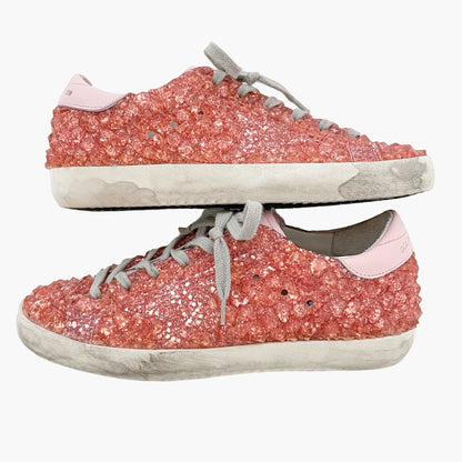 Golden Goose Deluxe Brand Superstar Sneakers in Pink Glitter Jelly Diamond Size 36
