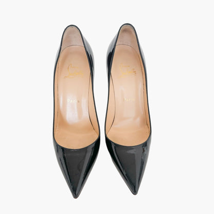 Christian Louboutin Kate 100 Pumps in Black Patent Leather Size 37