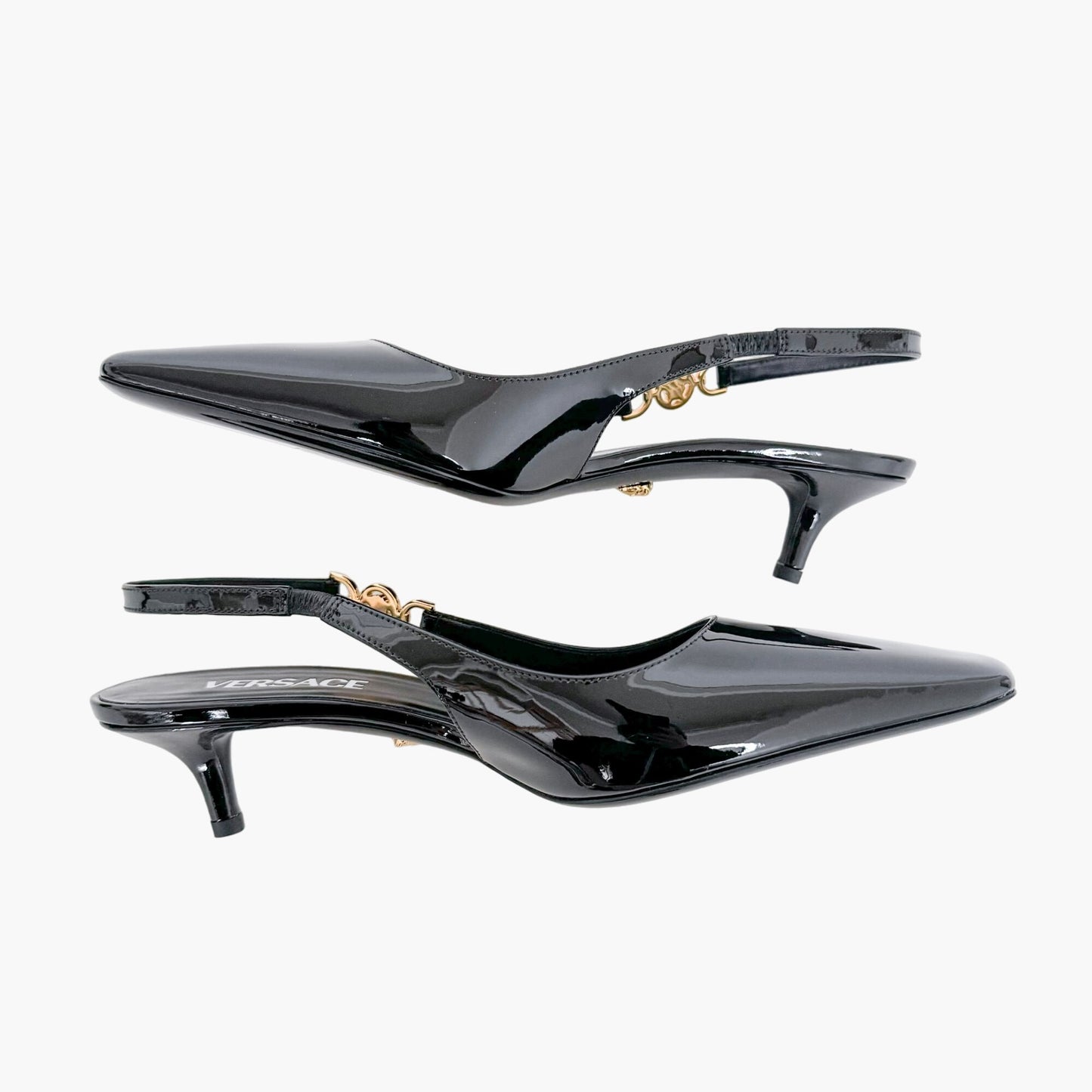 Versace Medusa '95 Slingback Pumps in Black Patent Leather Size 38