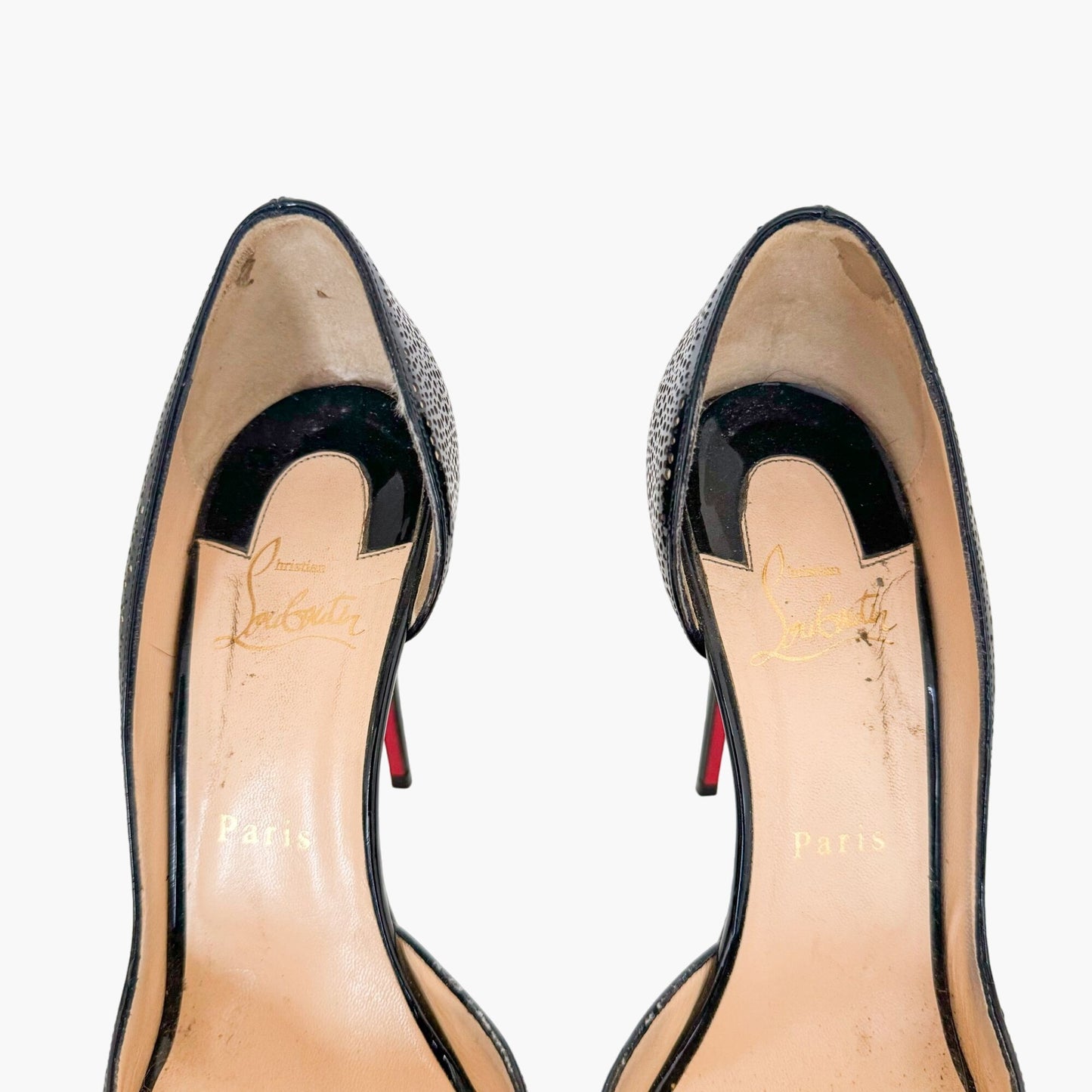 Christian Louboutin Galupump 100 in Black Patent & Nude Suede Size 39.5