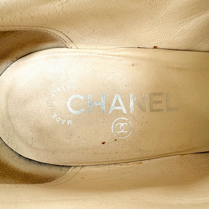 Chanel CC Cap Toe Beaded Ankle Booties in Black Size 38.5