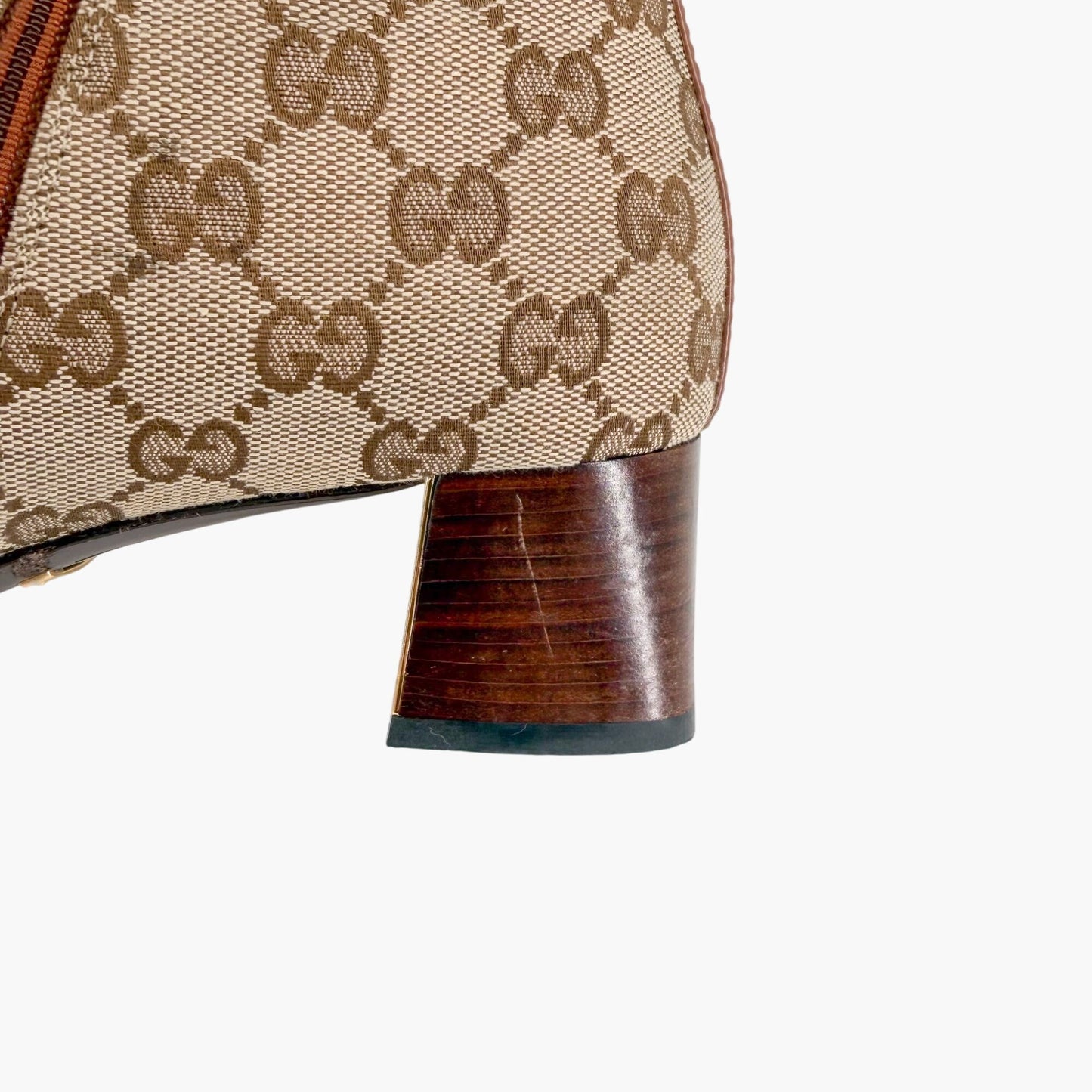 Gucci Ellis GG Knee High Riding Boots in Beige Monogram Canvas Size 38