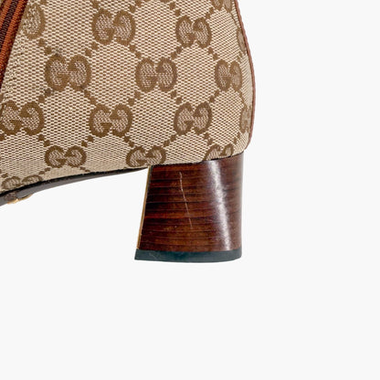 Gucci Ellis GG Knee High Riding Boots in Beige Monogram Canvas Size 38