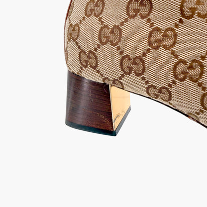 Gucci Ellis GG Knee High Riding Boots in Beige Monogram Canvas Size 38