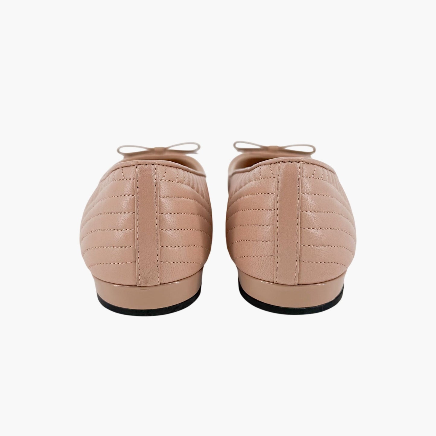 Prada Quilted Logo Ballet Flats in Beige Leather Size 38