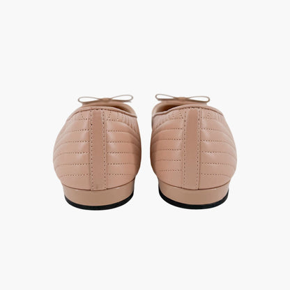Prada Quilted Logo Ballet Flats in Beige Leather Size 38