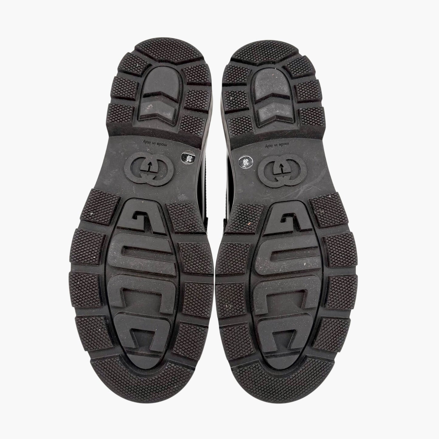 Gucci Interlocking G Platform Loafers in Black Leather Size 39