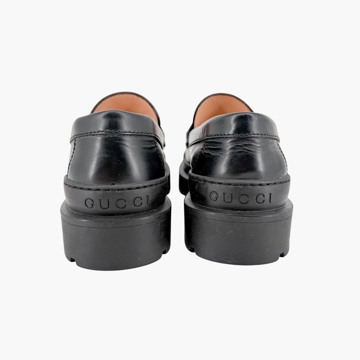 Gucci Interlocking G Platform Loafers in Black Leather Size 39