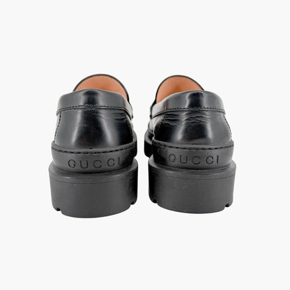 Gucci Interlocking G Platform Loafers in Black Leather Size 39