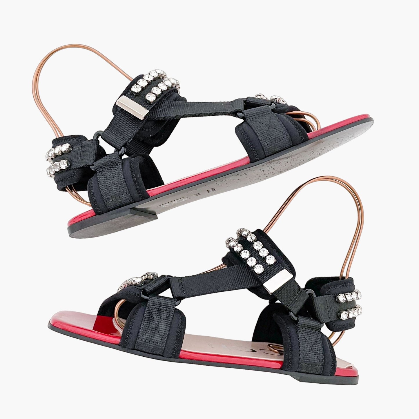 Gucci Shea Sandals in Black & Red Size 37.5