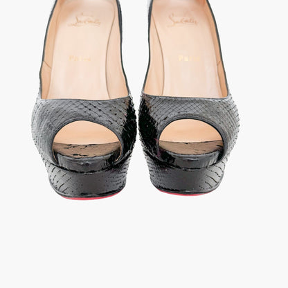 Christian Louboutin Lady Peep 150 Pumps in Black Python Size 39