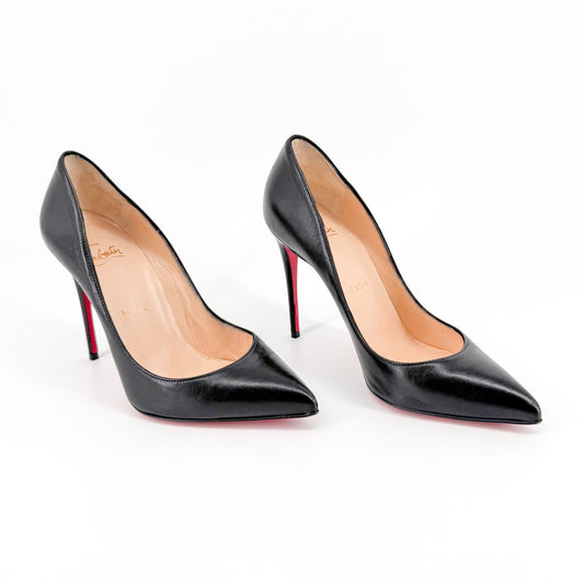 Christian Louboutin Pigalle Follies 100 in Black Shiny Nappa Leather Size 36.5