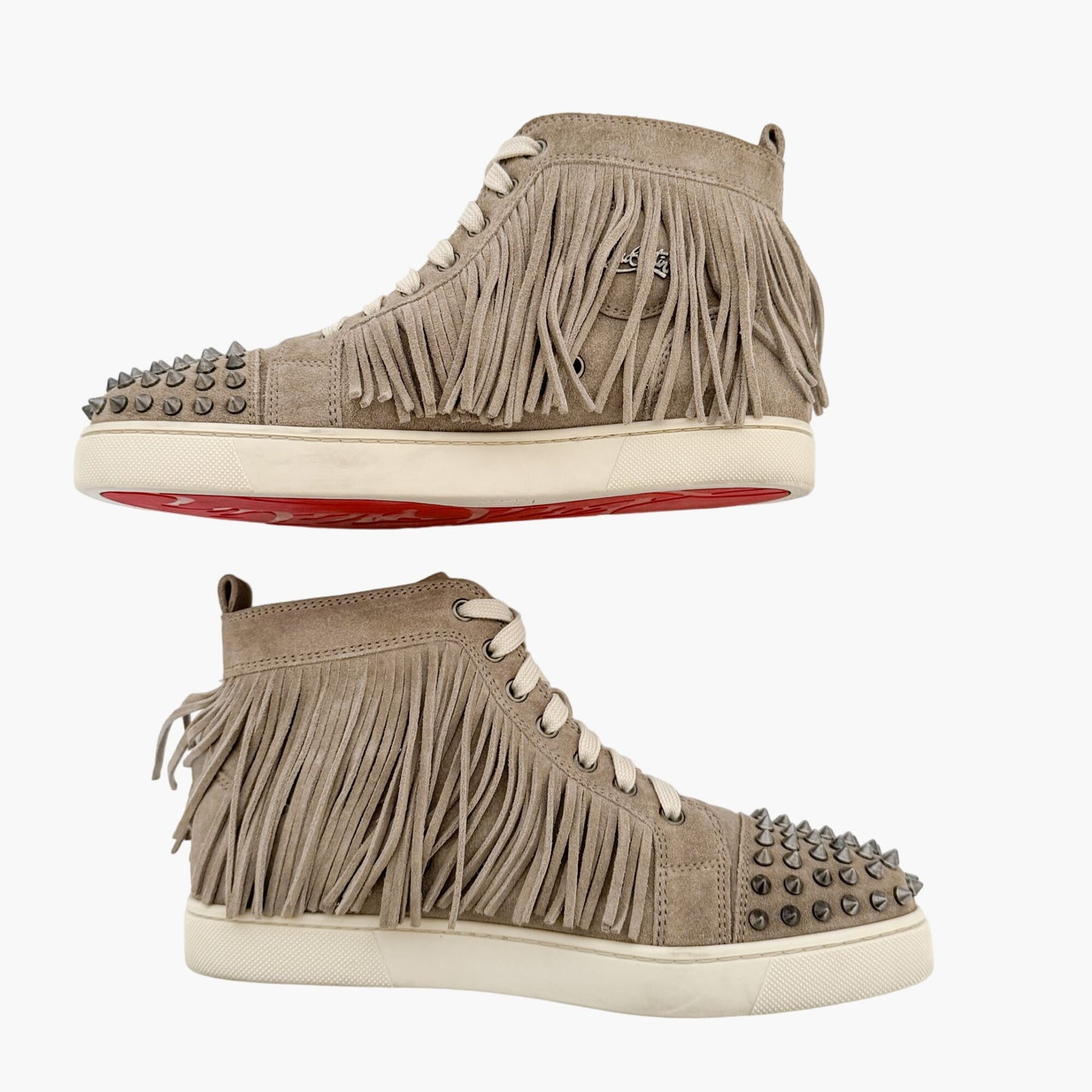 Christian Louboutin Coachelita Spikes Flat Sneakers in Beige Suede Size 39