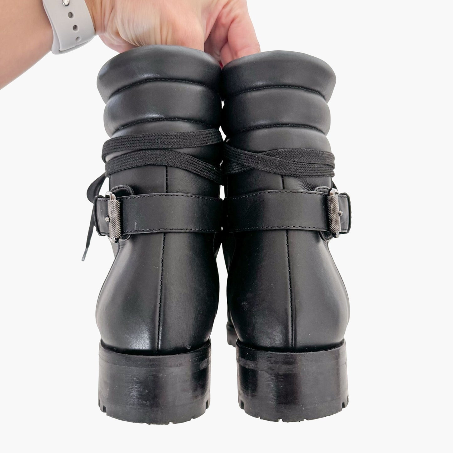 Christian Louboutin Who Runs Flat Boots in Black Calf Size 38.5