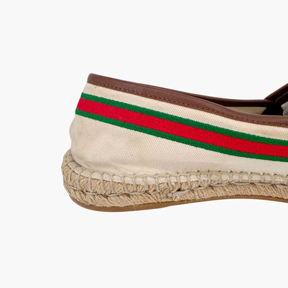 Gucci Interlocking G Web Stripe Espadrilles in Beige Canvas Size 41