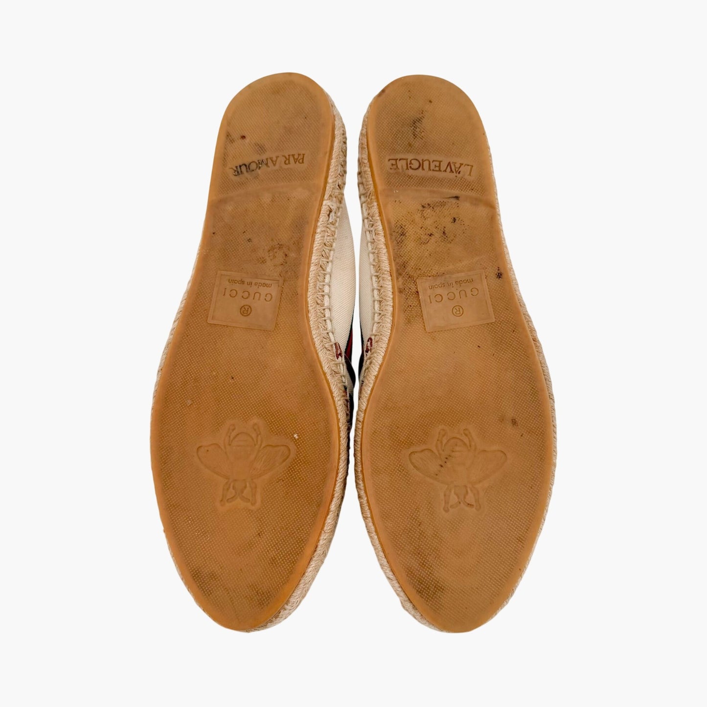 Gucci Interlocking G Web Stripe Espadrilles in Beige Canvas Size 41