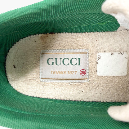 Gucci Tennis 1977 Low Top Sneakers in Beige GG Canvas Size 38