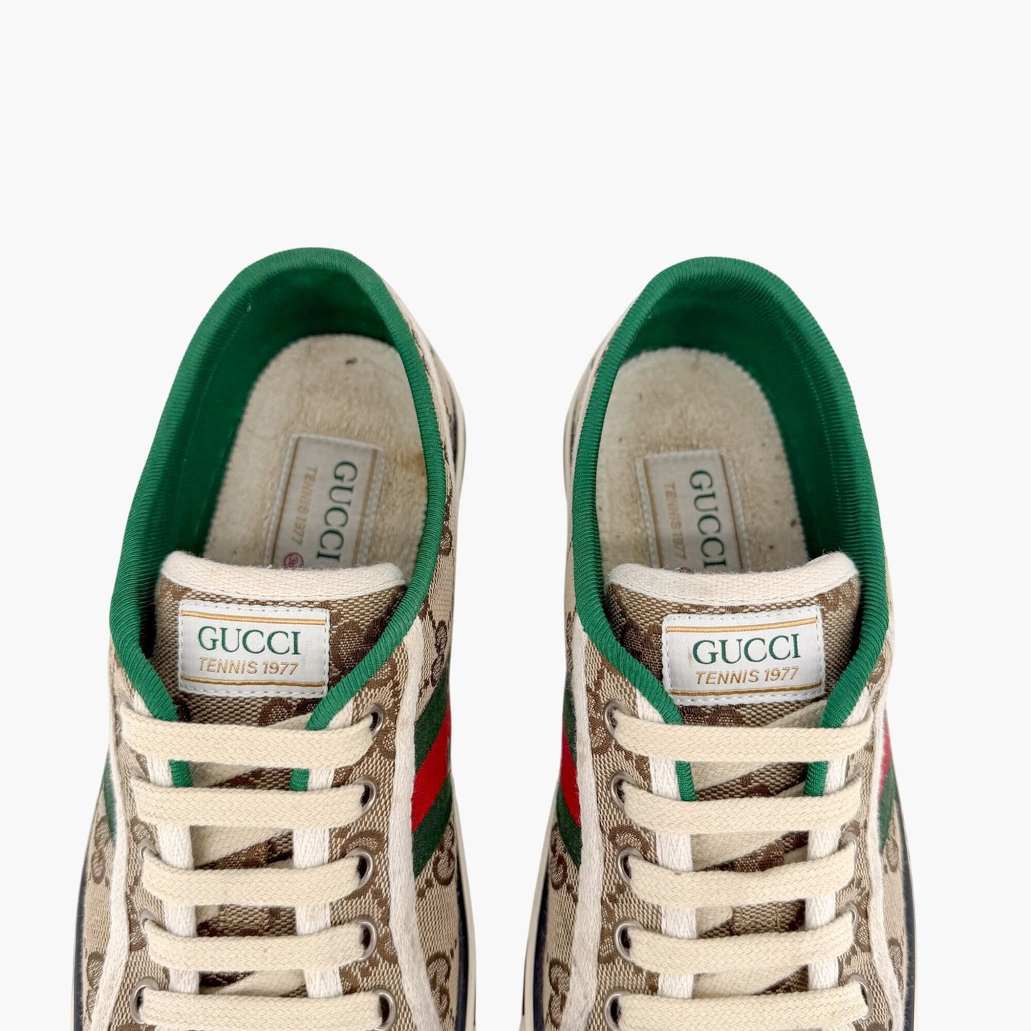 Gucci Tennis 1977 Low Top Sneakers in Beige GG Canvas Size 38