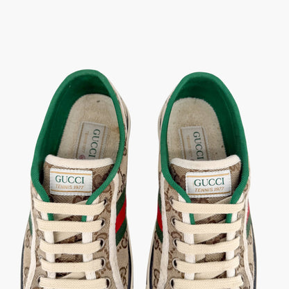 Gucci Tennis 1977 Low Top Sneakers in Beige GG Canvas Size 38