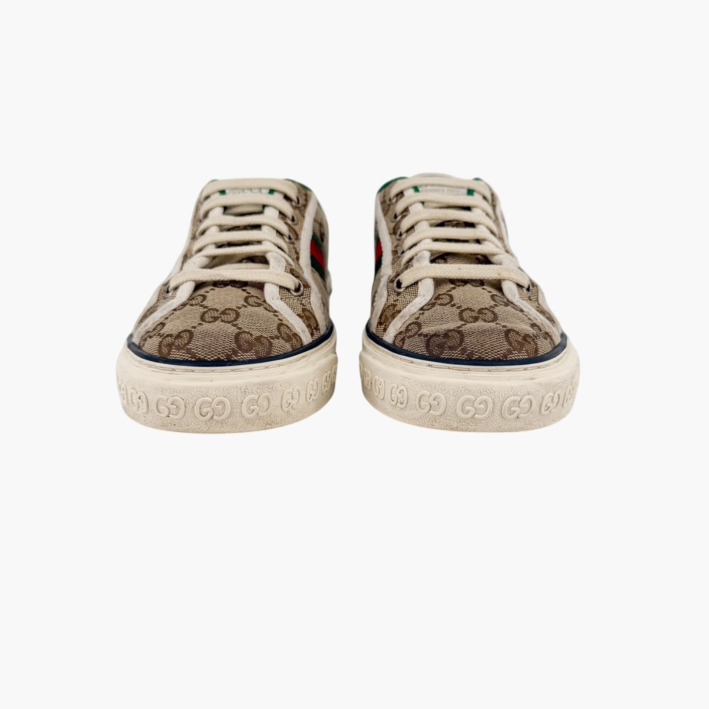 Gucci Tennis 1977 Low Top Sneakers in Beige GG Canvas Size 38