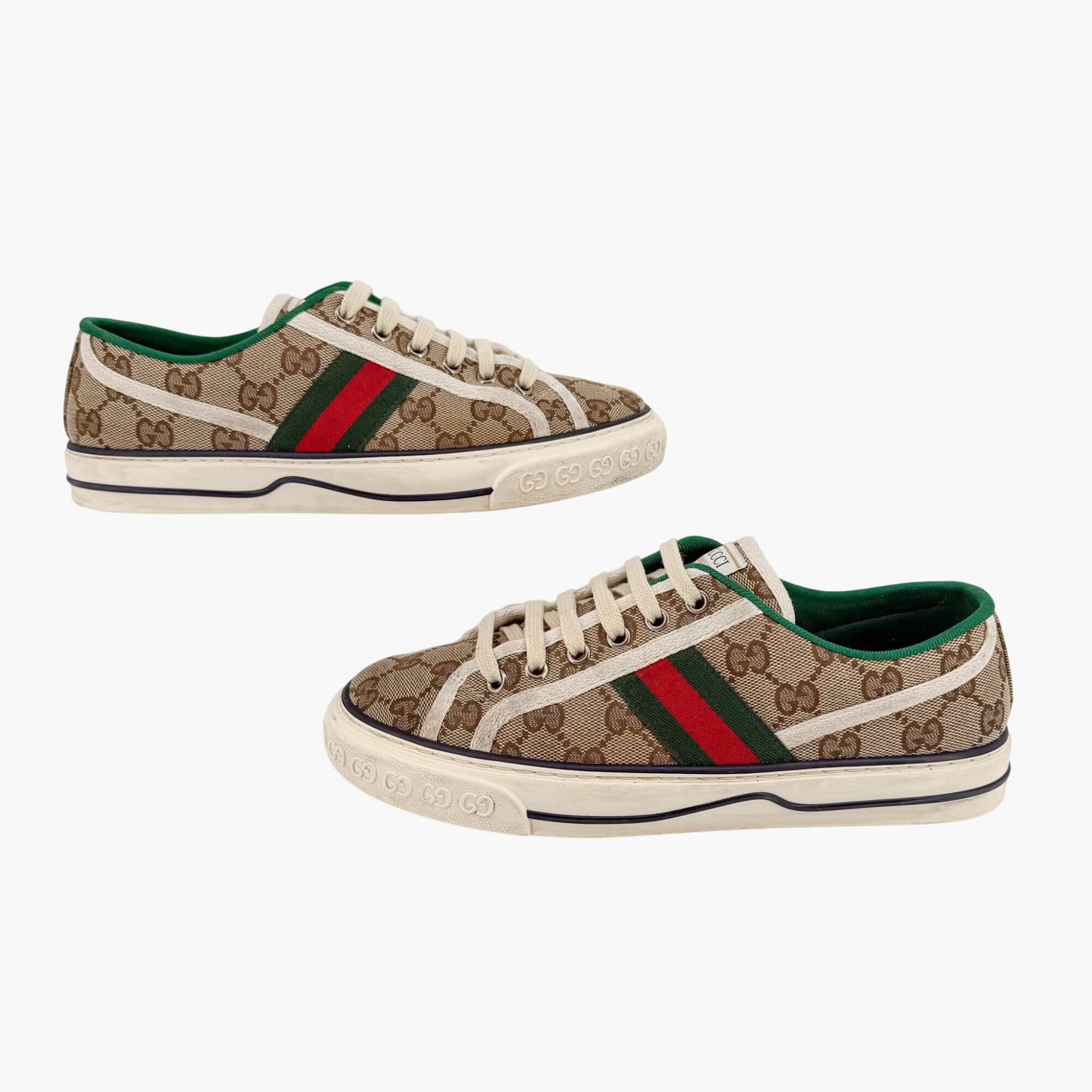 Gucci Tennis 1977 Low Top Sneakers in Beige GG Canvas Size 38