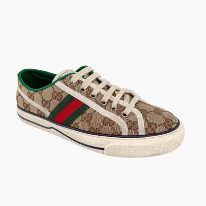 Gucci Tennis 1977 Low Top Sneakers in Beige GG Canvas Size 38