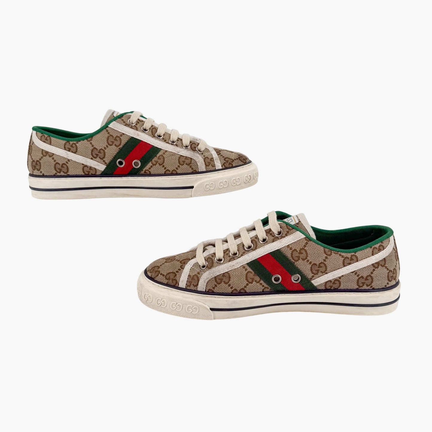 Gucci Tennis 1977 Low Top Sneakers in Beige GG Canvas Size 38
