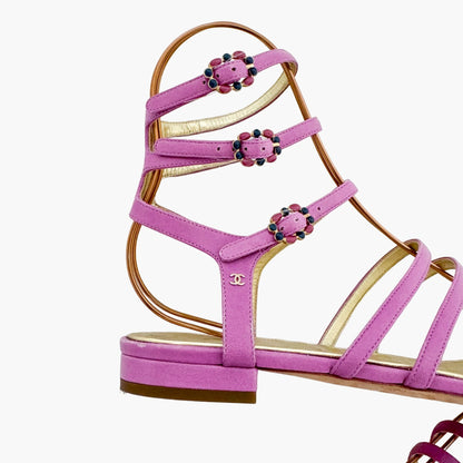 Chanel Toe Ring Gladiator Sandals in Purple Size 39