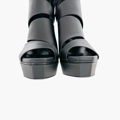 Gucci Helena Babylon Cutout Boots in Black Leather Size 36