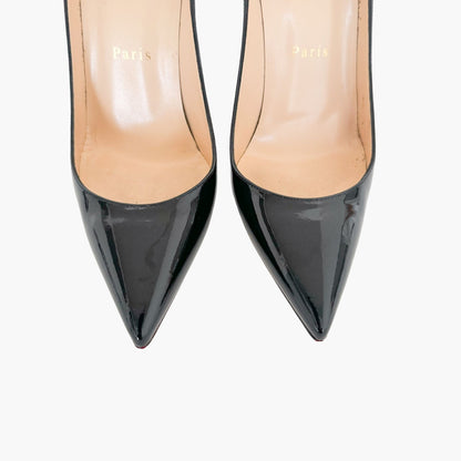 Christian Louboutin Kate 100 Pumps in Black Patent Leather Size 37