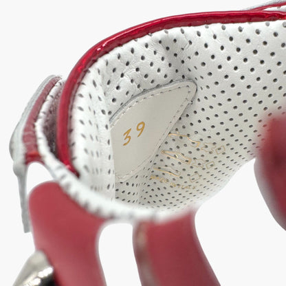Christian Louboutin Sharkina Sneakers in White Mesh & Red Patent Leather – Size 39