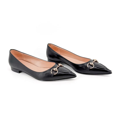 Gucci Erin Pointed Horsebit Ballet Flats Black Size 37