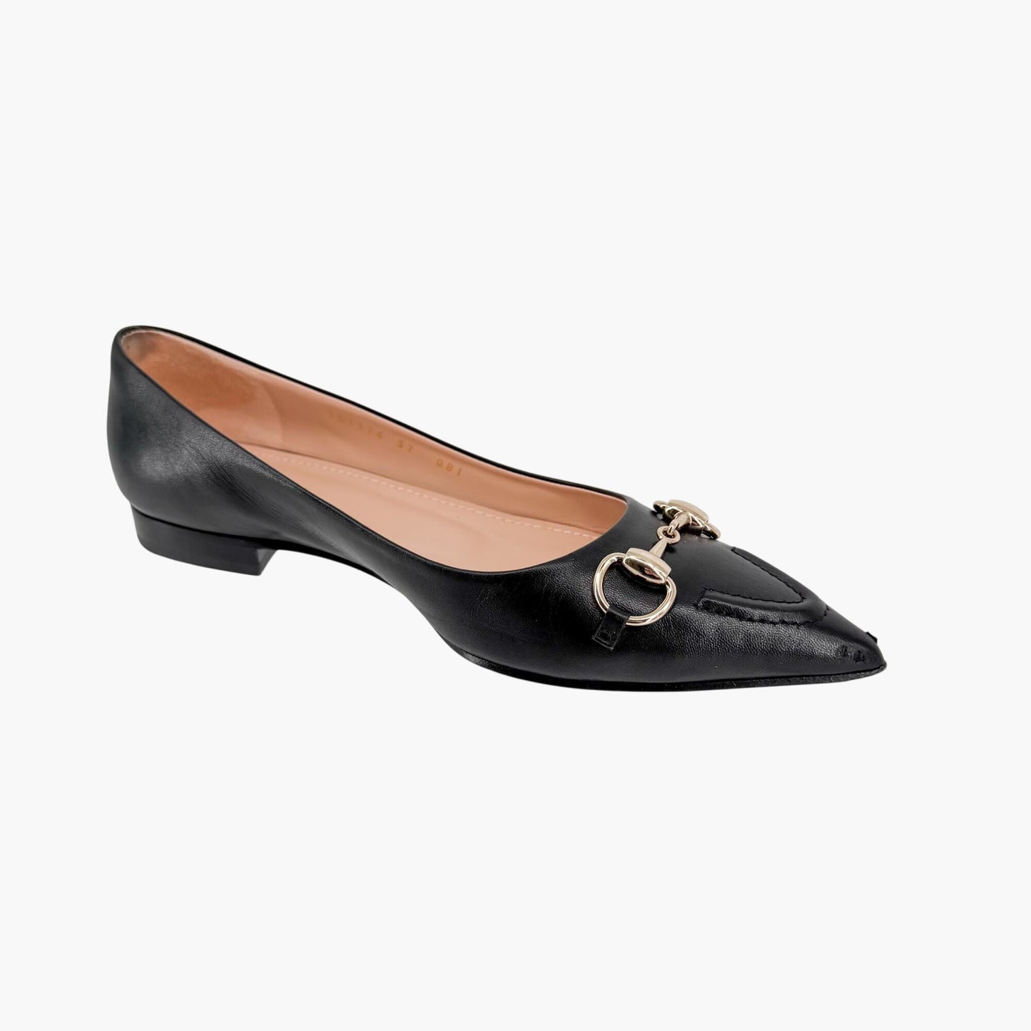 Gucci Erin Pointed Horsebit Ballet Flats Black Size 37