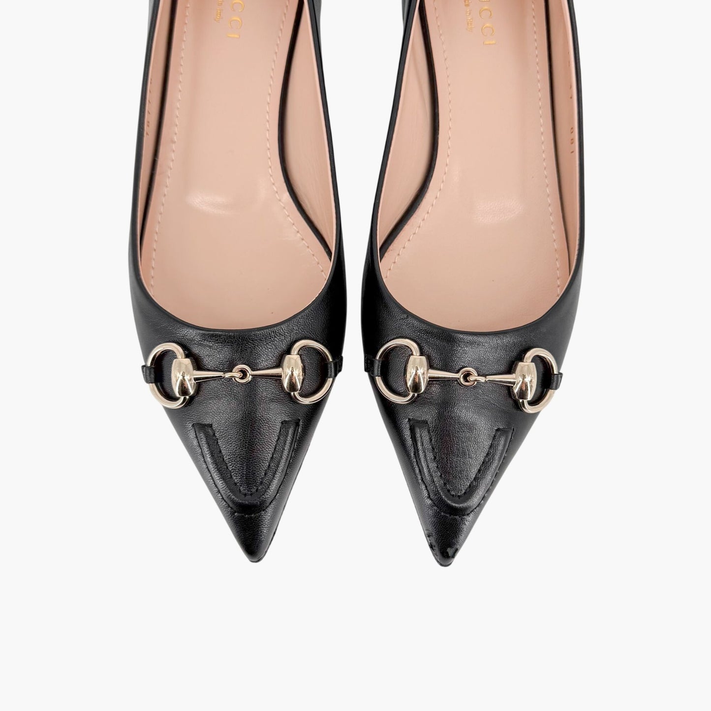 Gucci Erin Pointed Horsebit Ballet Flats Black Size 37