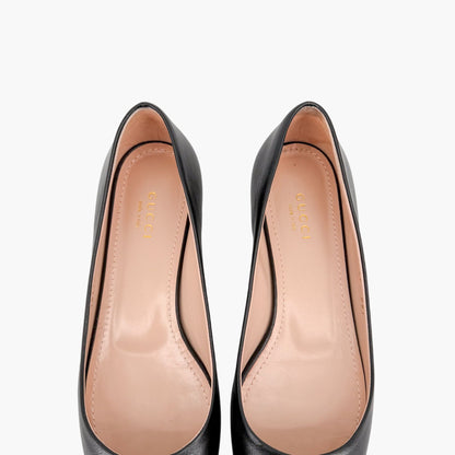Gucci Erin Pointed Horsebit Ballet Flats Black Size 37