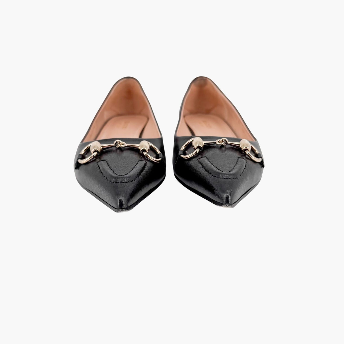 Gucci Erin Pointed Horsebit Ballet Flats Black Size 37