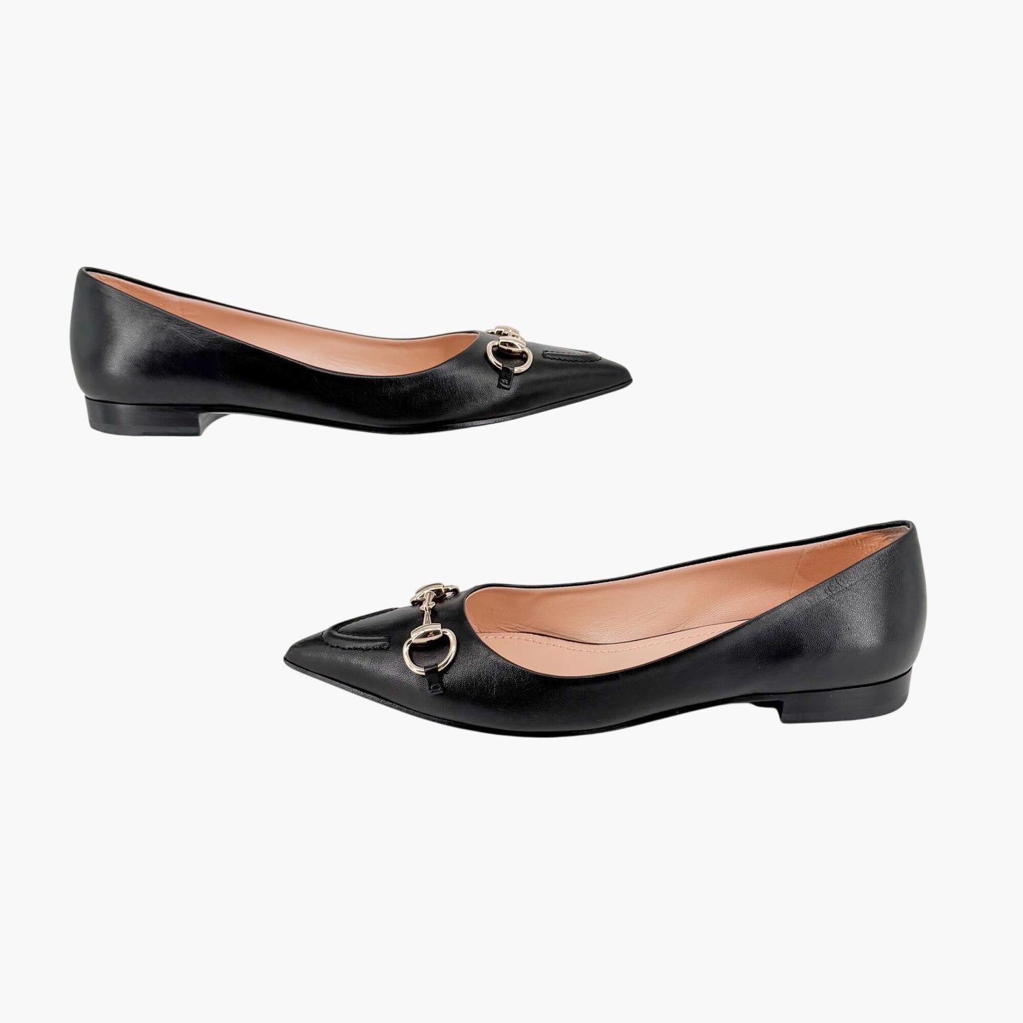 Gucci Erin Pointed Horsebit Ballet Flats Black Size 37