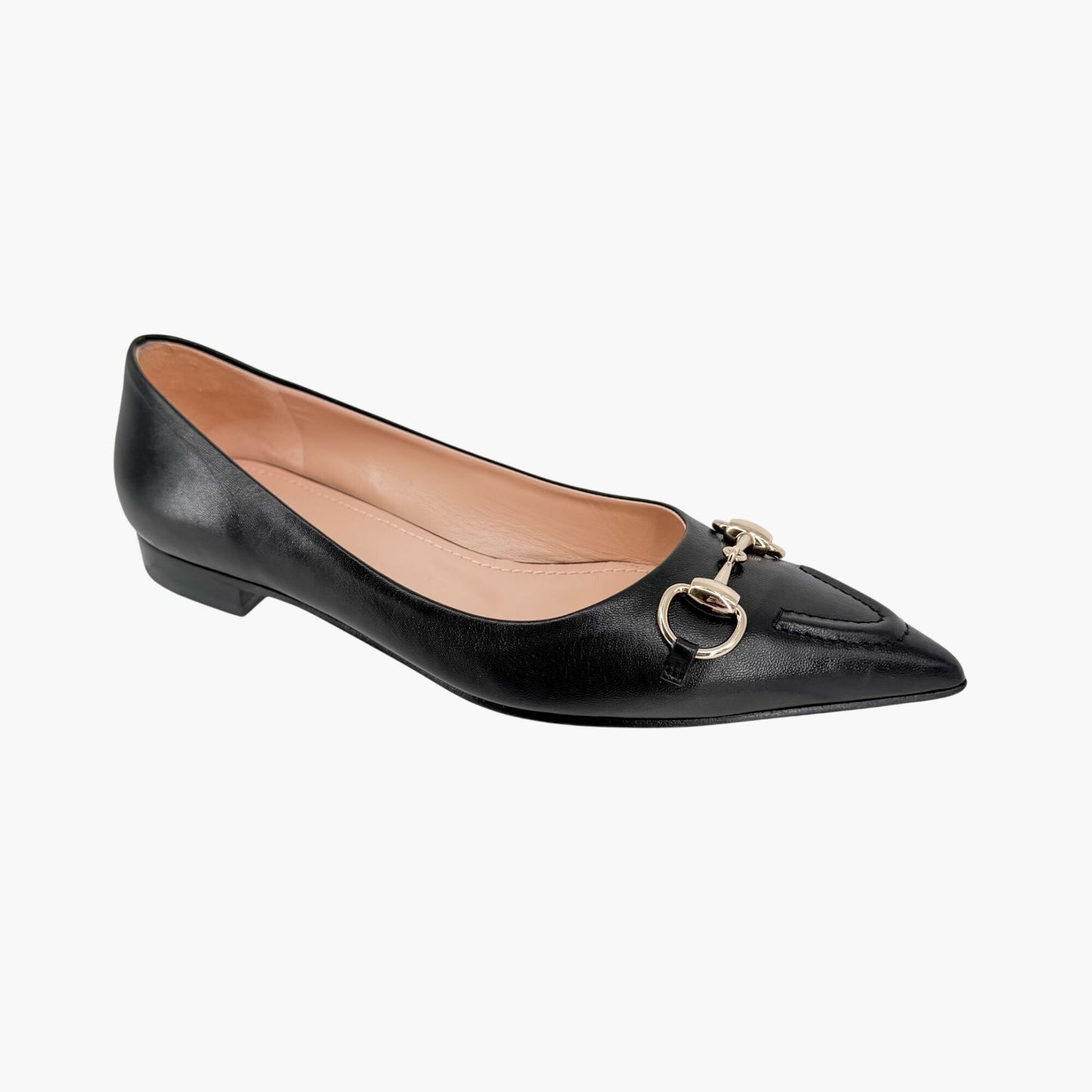 Gucci Erin Pointed Horsebit Ballet Flats Black Size 37