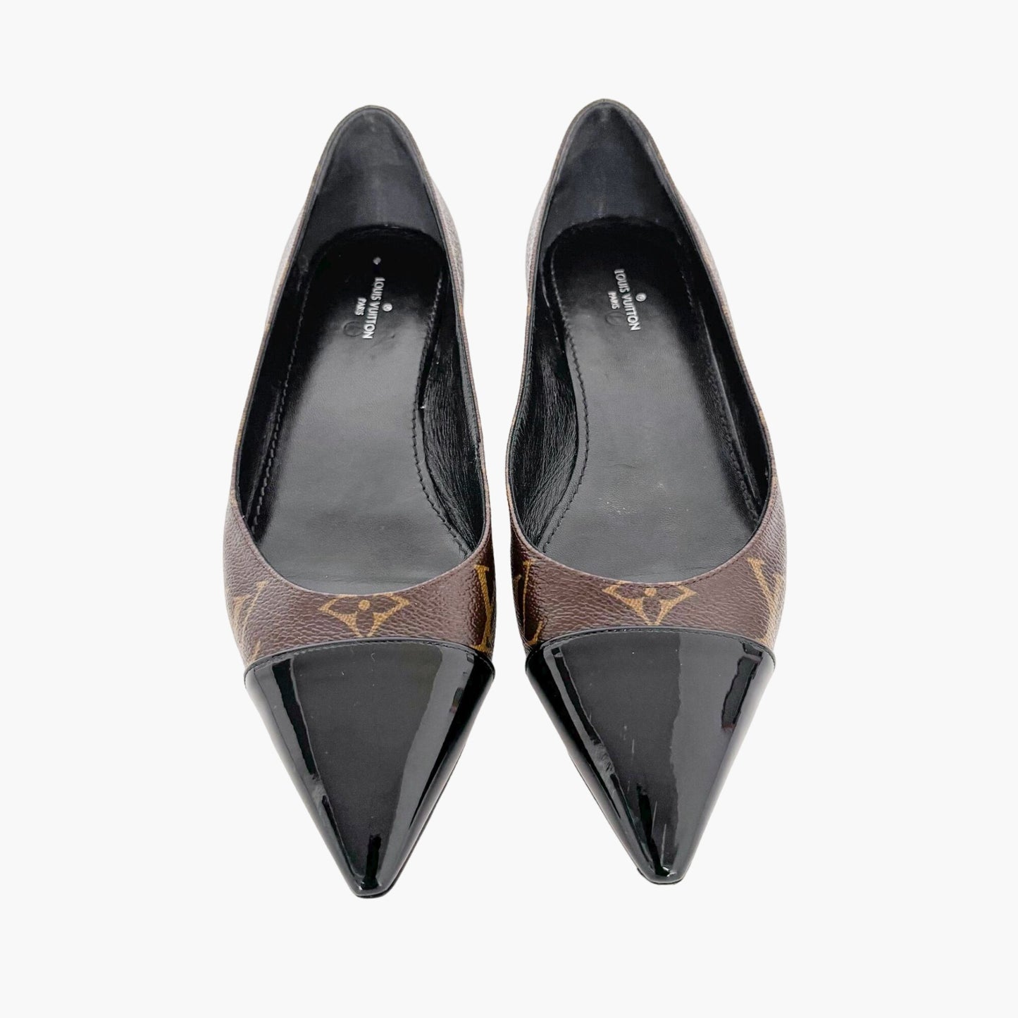 Louis Vuitton Fetish Cap Toe Ballet Flats in Brown Monogram Canvas Size 37.5