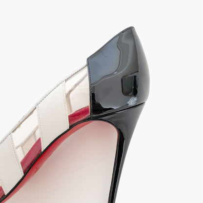 Christian Louboutin Bandy 120 Pumps in Red, White and Black Patent & PVC Size 40