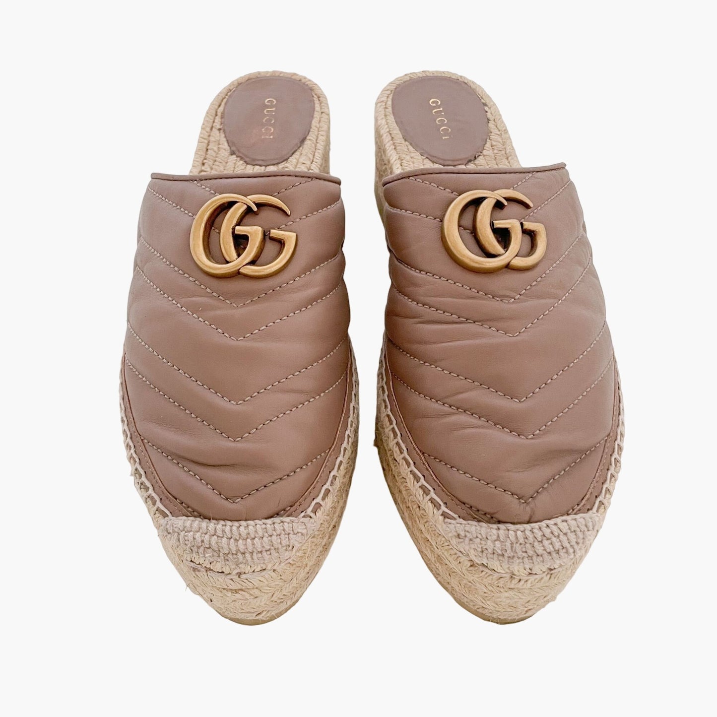 Gucci Pilar GG Platform Mule in Tan Size 40.5