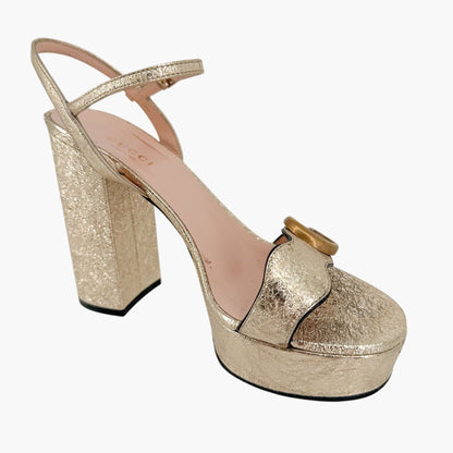 Gucci Marmont GG Platform Sandals Gold Size 36.5