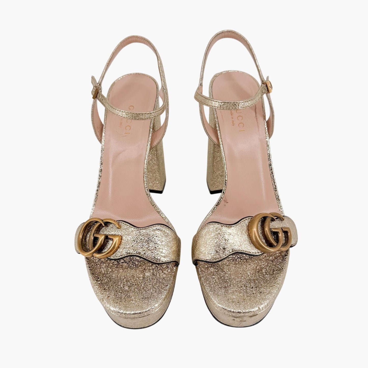 Gucci Marmont GG Platform Sandals Gold Size 36.5