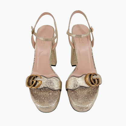 Gucci Marmont GG Platform Sandals Gold Size 36.5